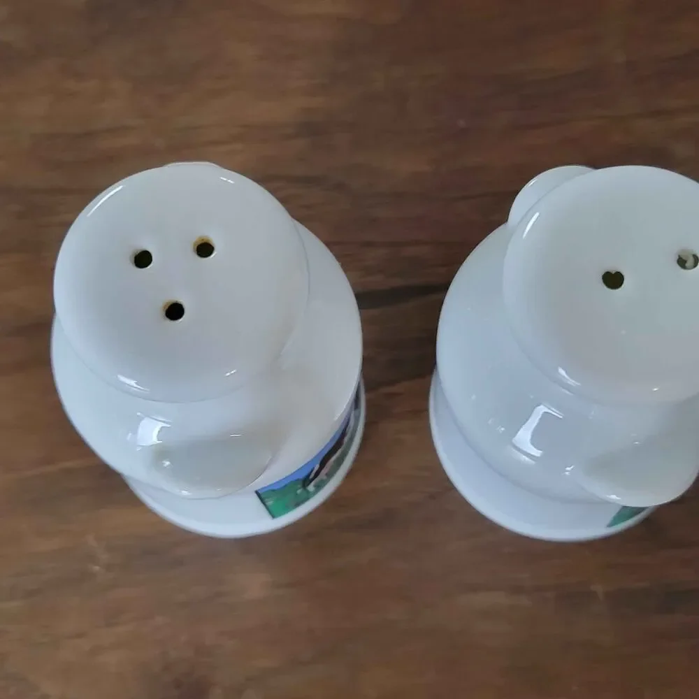 Vintage Milk Can Salt and Pepper Shakers Cows in Pasture scene
